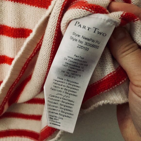 [Women's M] PART TWO Cashmere Cotton Breton Stripe Sweater Nautical Preppy - Picture 6 of 8